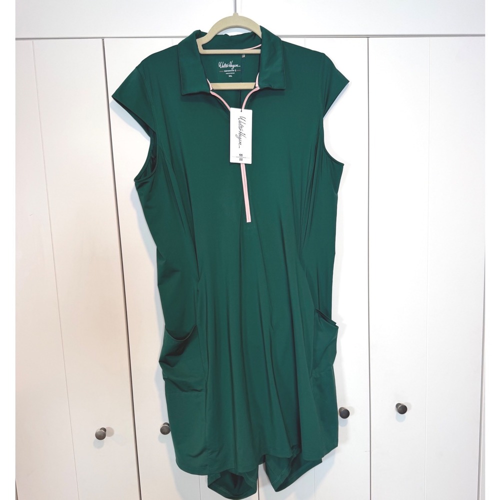 Walter Hagen P11 Golf Dress Forest Green Pink XXL Performance Moisture Wicking